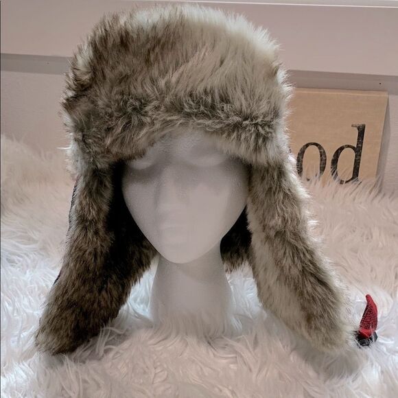 DPC Dorfman Pacific Red and Black Buffalo Plaid Trapper Hat with Fur Trim. XL - Picture 4 of 9